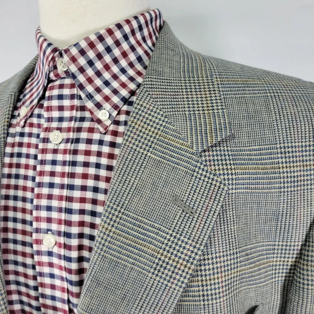 Brooks‎ Brothers Men's Sport Coat Blazer Two Button Multi-color Houndstooth 46L